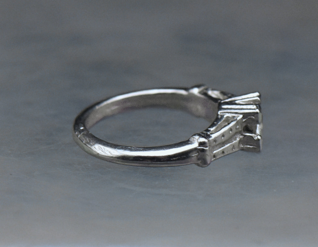 Vintage Engagement Ring Silver Tone Metal Charm