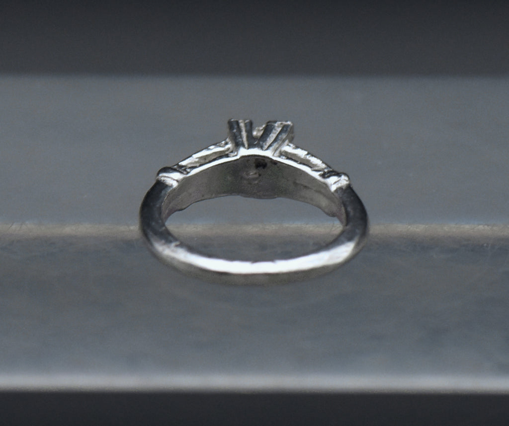 Vintage Engagement Ring Silver Tone Metal Charm