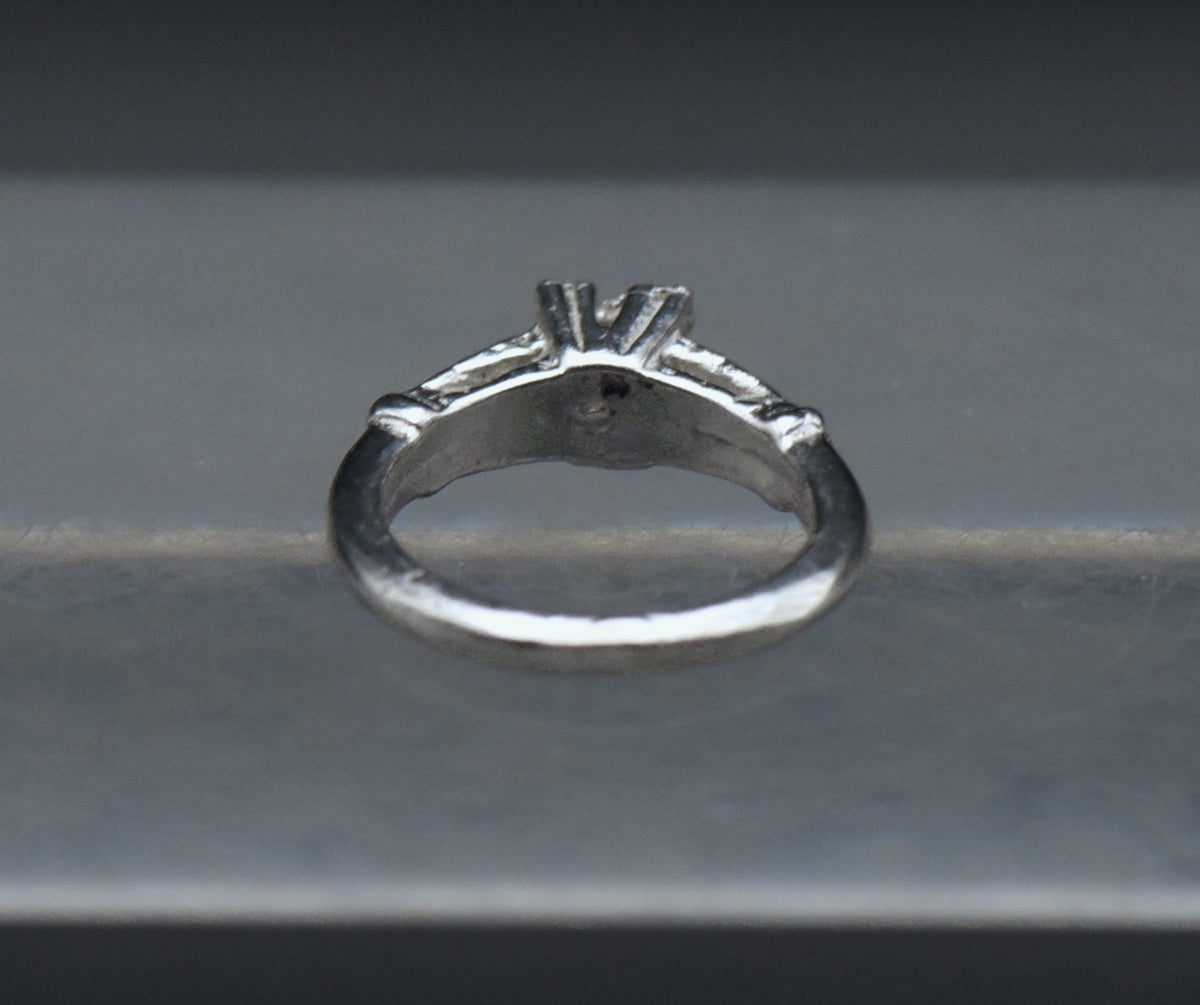 Vintage Engagement Ring Silver Tone Metal Charm
