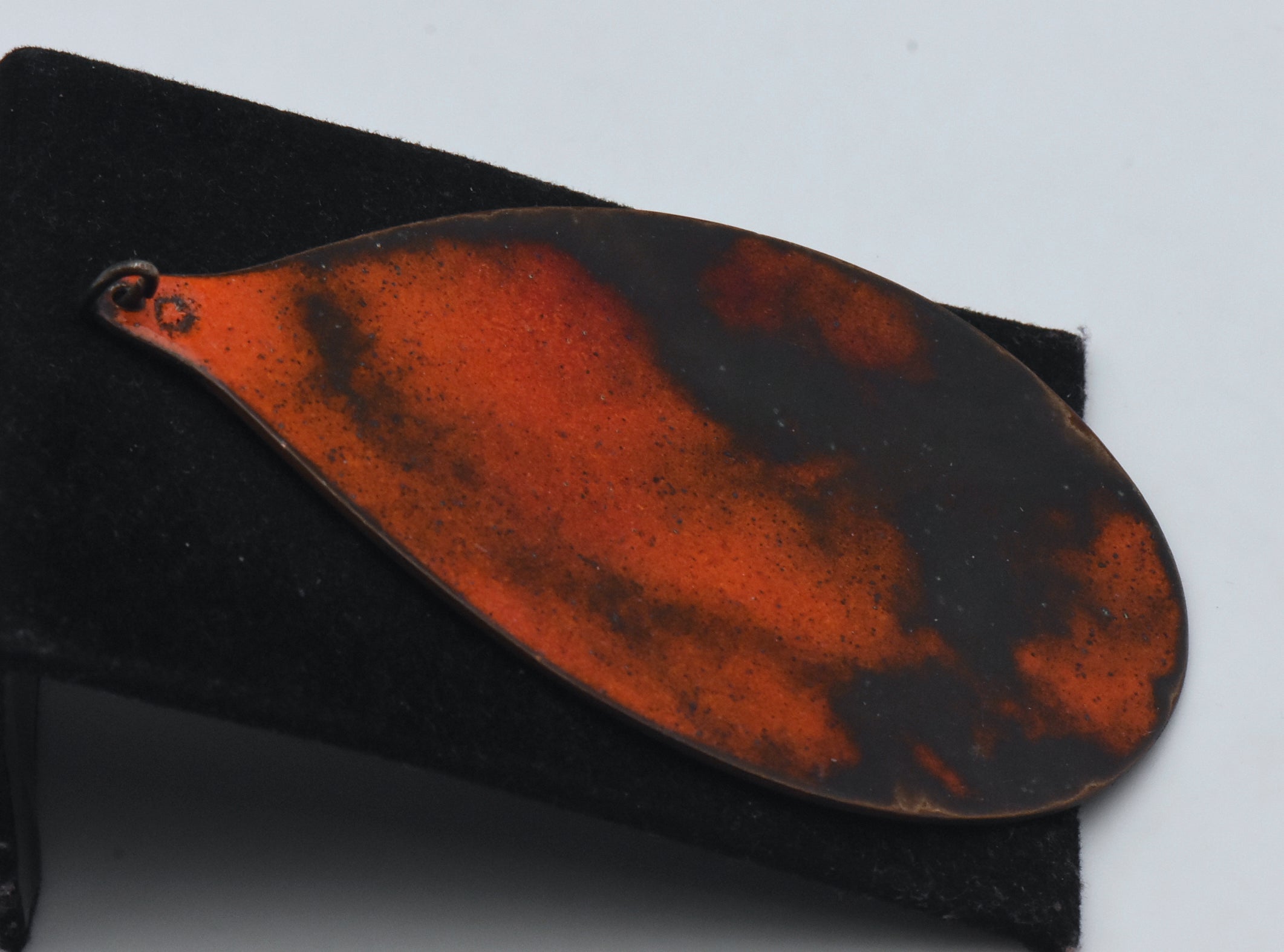 Vintage Enameled Copper Modern Design Pendant