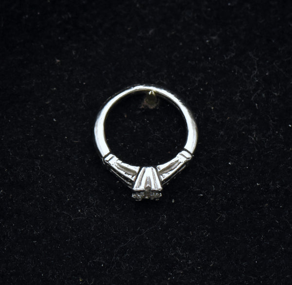 Vintage Engagement Ring Silver Tone Metal Charm