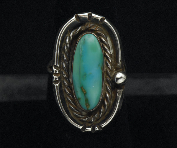 Vintage Handmade Sterling Silver Turquoise Southwestern Style Ring - Size 7