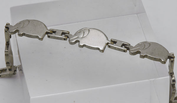 Vintage Elephant Link Bracelet - 7.25"