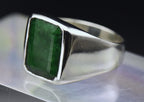 Vintage Sterling Silver Dyed Emerald Ring - Size 11.25