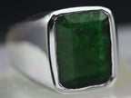 Vintage Sterling Silver Dyed Emerald Ring - Size 11.25