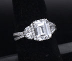 Sterling Silver Emerald Cut CZ Ring - Size 6