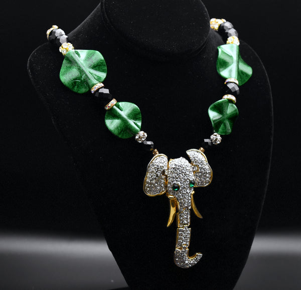 Eve Marino - Vintage Elephant Rhinestone Beaded Necklace - 24"