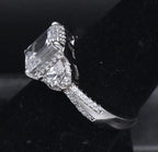 Sterling Silver Emerald Cut CZ Ring - Size 6