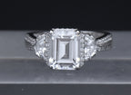 Sterling Silver Emerald Cut CZ Ring - Size 6