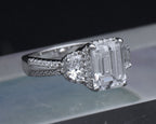 Sterling Silver Emerald Cut CZ Ring - Size 6