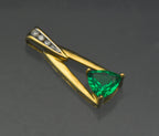 Vintage 10k Synthetic Emerald and Diamonds Pendant