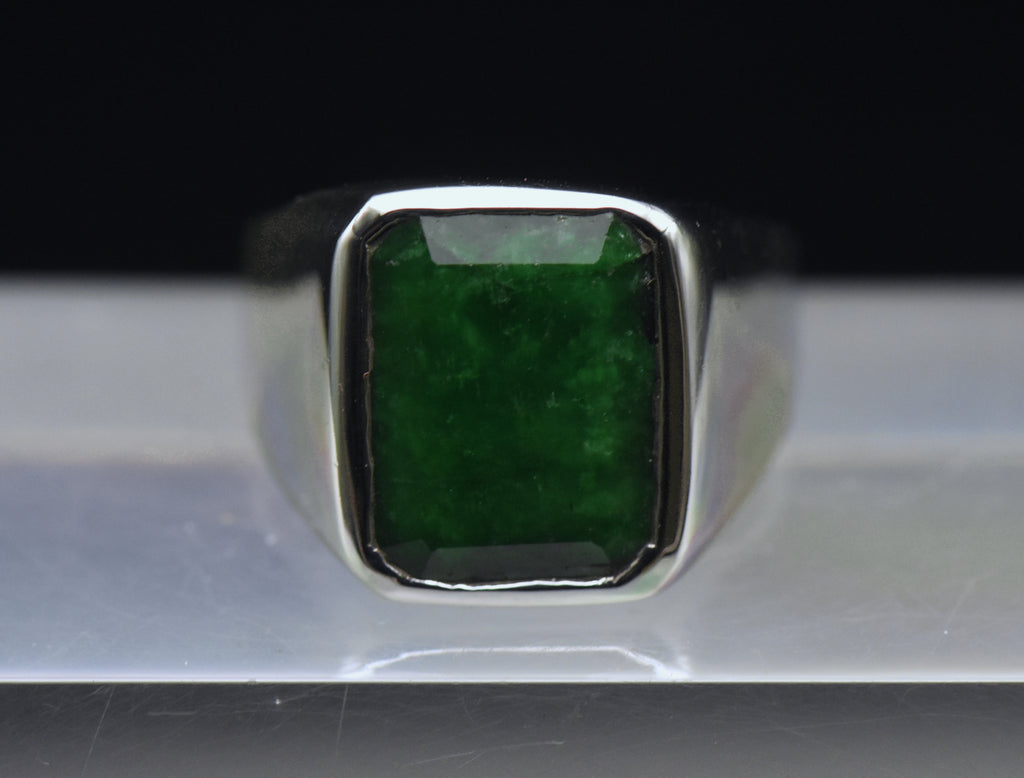 Vintage Sterling Silver Dyed Emerald Ring - Size 11.25