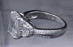 Sterling Silver Emerald Cut CZ Ring - Size 6