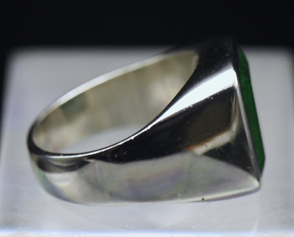 Vintage Sterling Silver Dyed Emerald Ring - Size 11.25