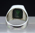 Vintage Sterling Silver Dyed Emerald Ring - Size 11.25