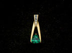 Vintage 10k Synthetic Emerald and Diamonds Pendant