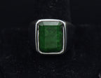 Vintage Sterling Silver Dyed Emerald Ring - Size 11.25