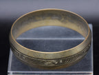 Vintage Brass Hand Engraved Wide Bangle Bracelet