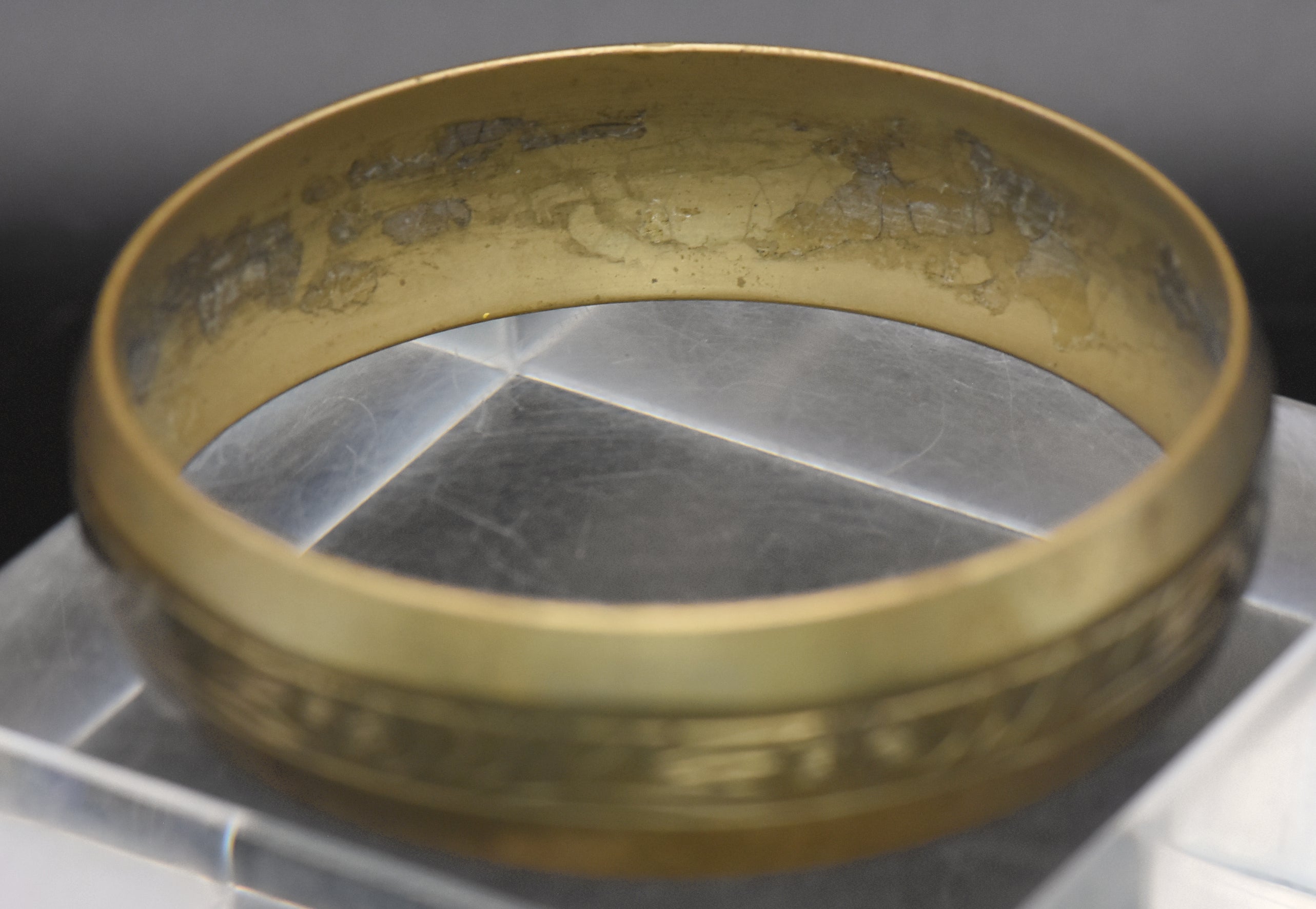 Vintage Brass Hand Engraved Wide Bangle Bracelet