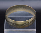 Vintage Brass Hand Engraved Wide Bangle Bracelet