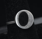 Vintage Handmade Sterling Silver Black Enamel Ring - Size 7.75