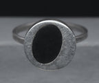 Vintage Handmade Sterling Silver Black Enamel Ring - Size 7.75