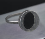Vintage Handmade Sterling Silver Black Enamel Ring - Size 7.75