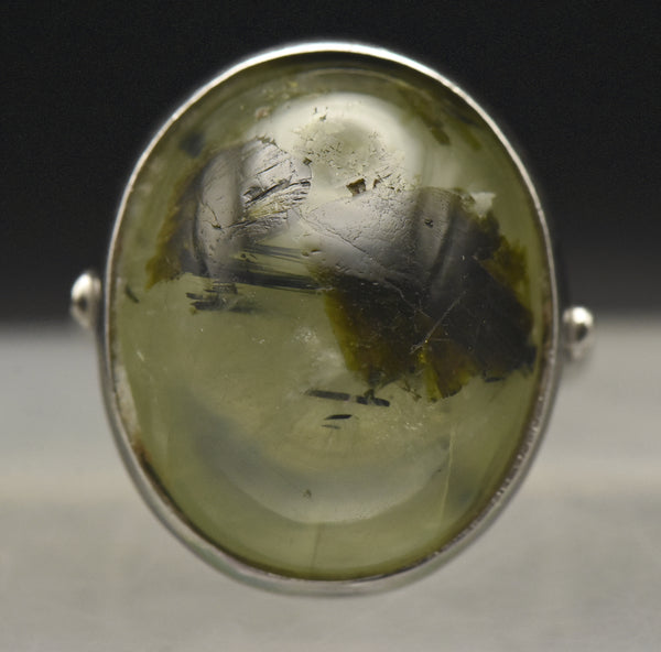 Vintage Epidote in Prehnite Sterling Silver Ring - Size 8.5