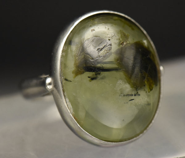 Vintage Epidote in Prehnite Sterling Silver Ring - Size 8.5