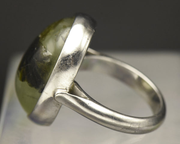 Vintage Epidote in Prehnite Sterling Silver Ring - Size 8.5