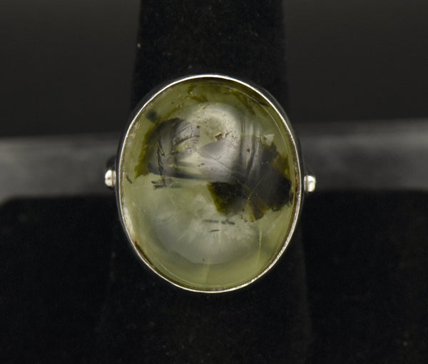 Vintage Epidote in Prehnite Sterling Silver Ring - Size 8.5