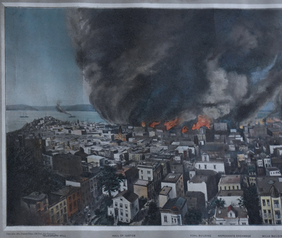 Antique 1906 San Francisco Earthquake Framed Lithograph