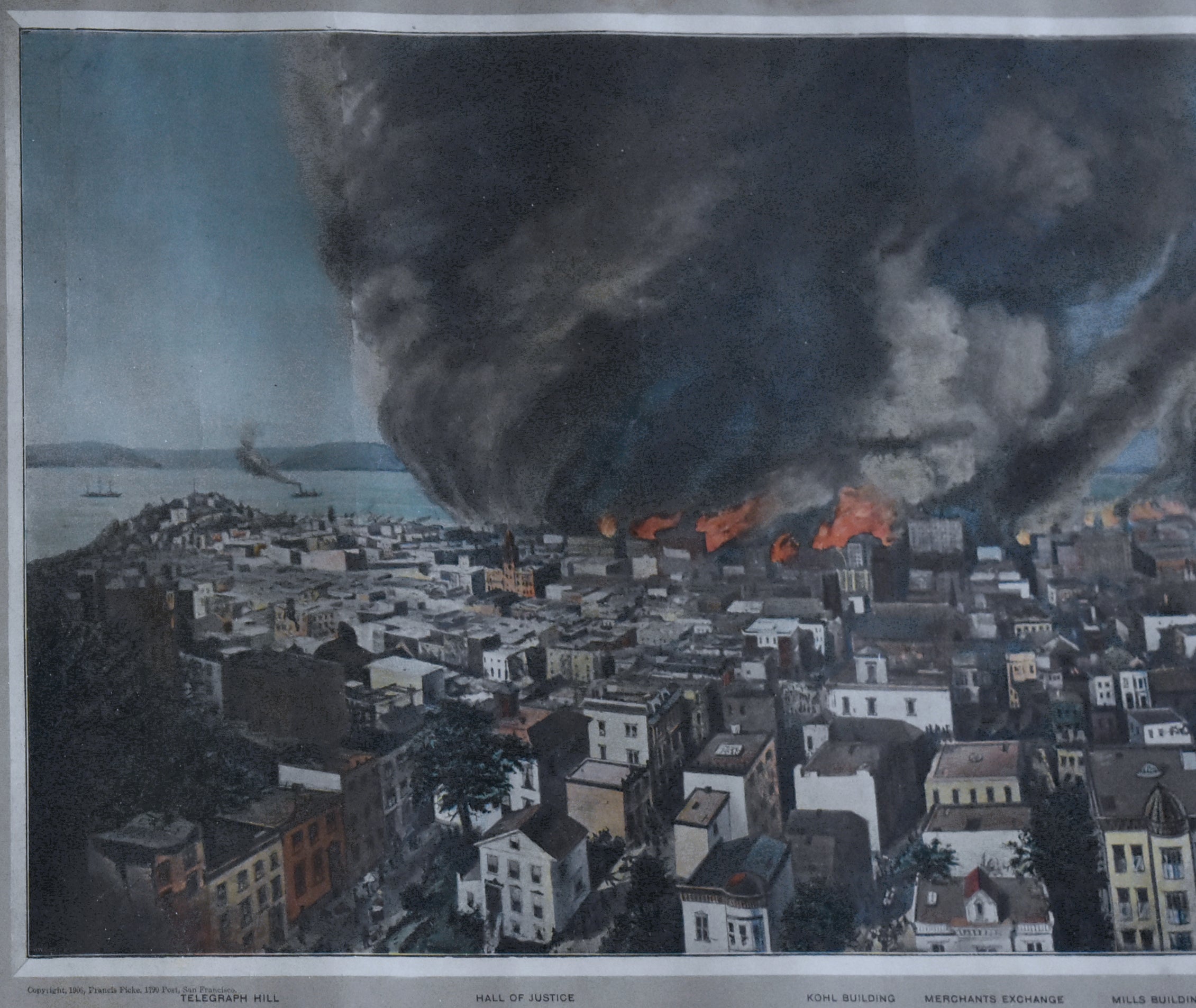 Antique 1906 San Francisco Earthquake Framed Lithograph