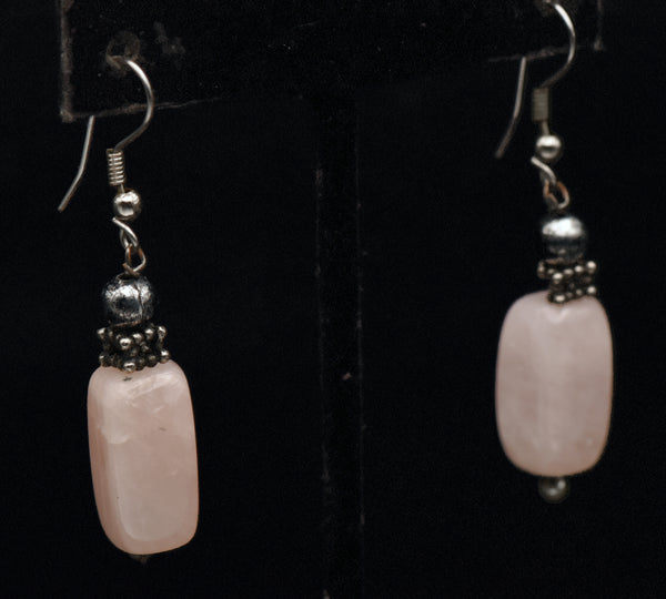 Vintage Rose Quartz Dangle Earrings