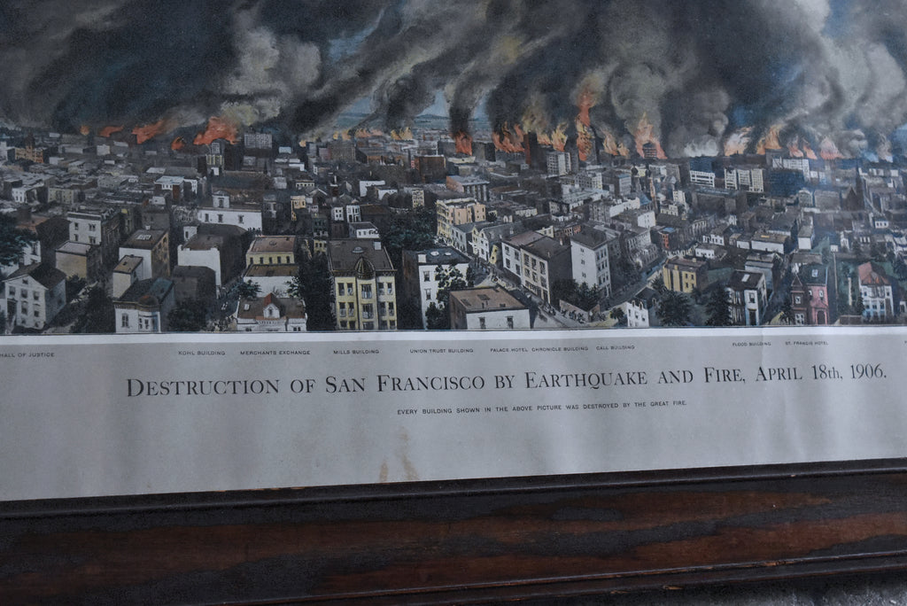 Antique 1906 San Francisco Earthquake Framed Lithograph