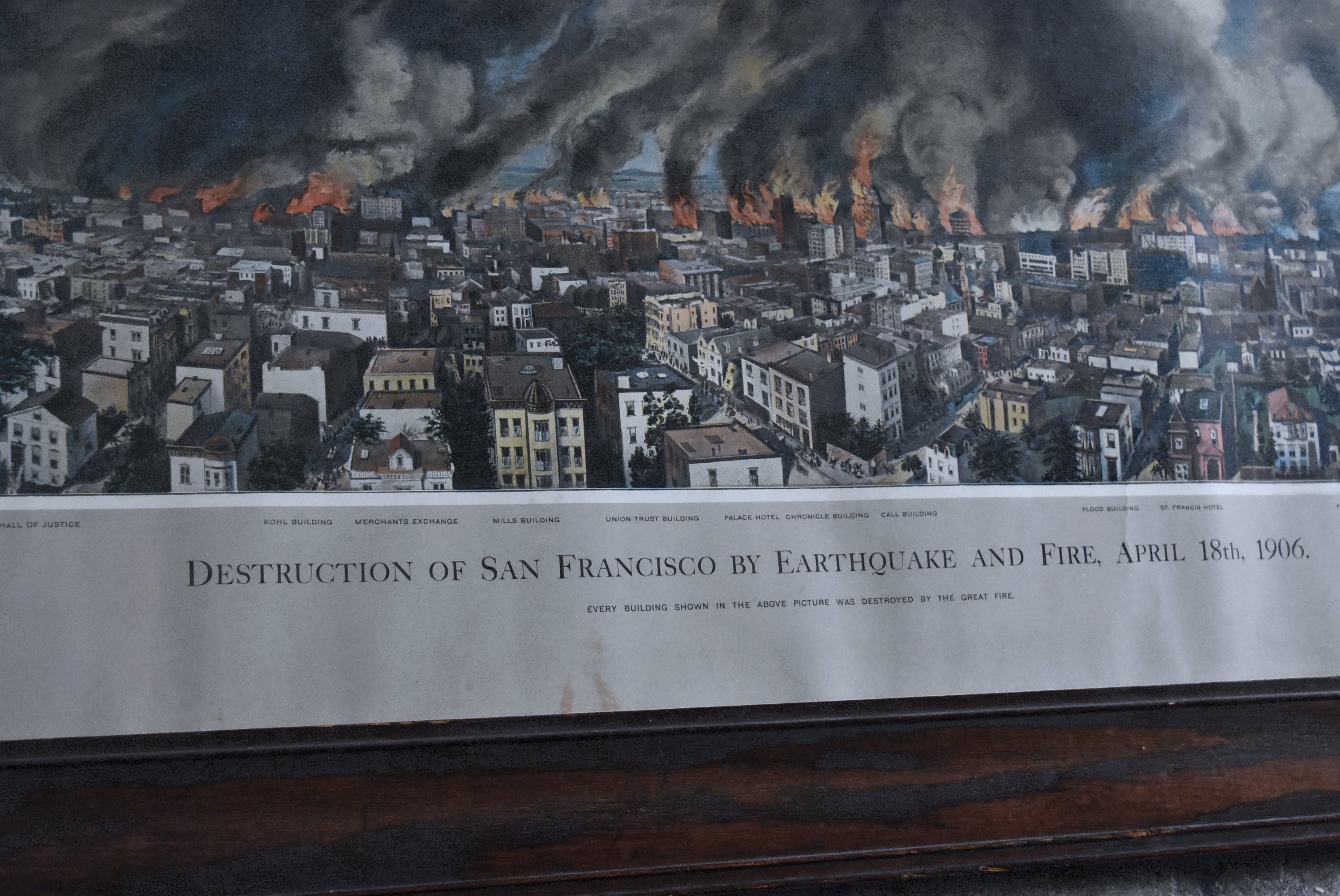 Antique 1906 San Francisco Earthquake Framed Lithograph