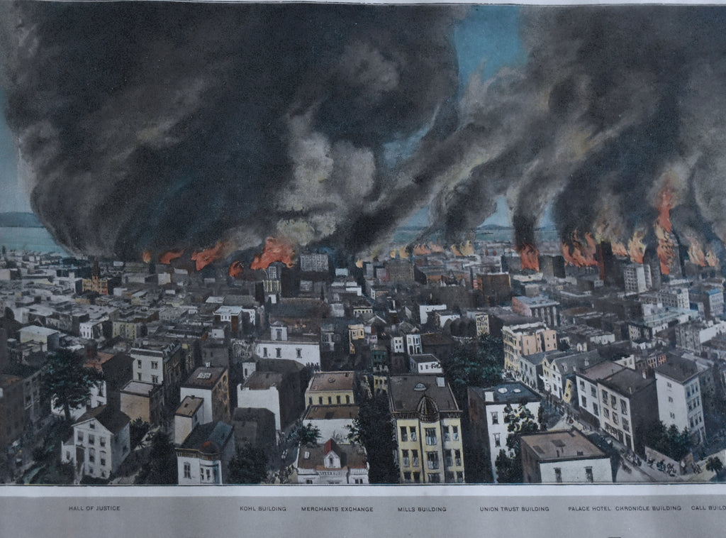 Antique 1906 San Francisco Earthquake Framed Lithograph