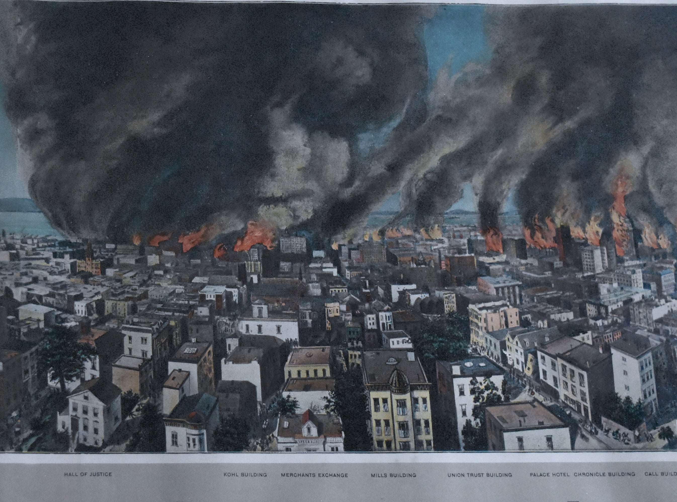 Antique 1906 San Francisco Earthquake Framed Lithograph