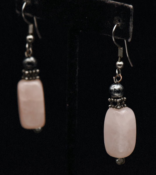 Vintage Rose Quartz Dangle Earrings