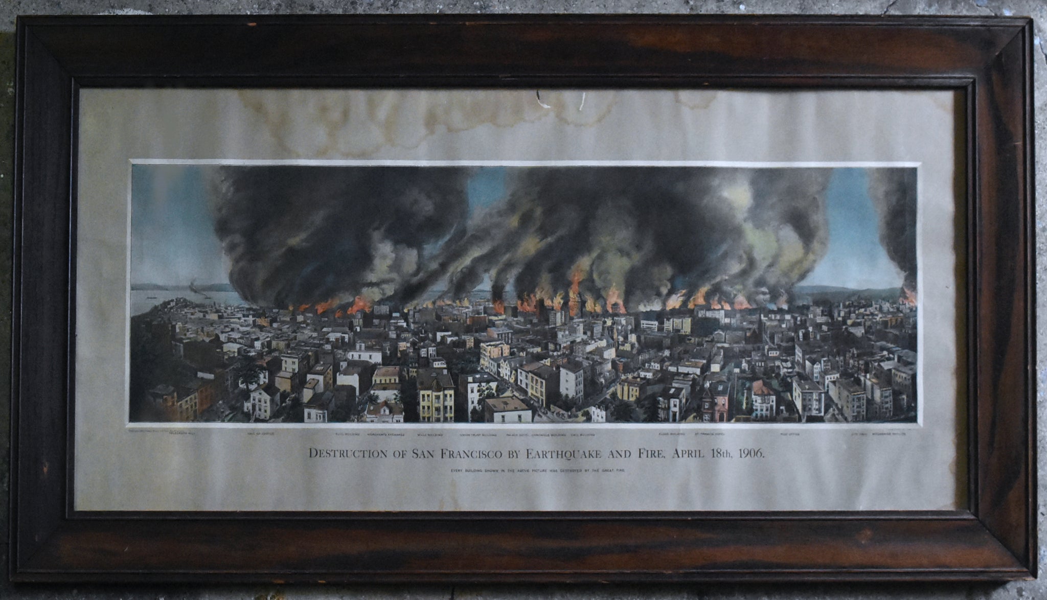Antique 1906 San Francisco Earthquake Framed Lithograph
