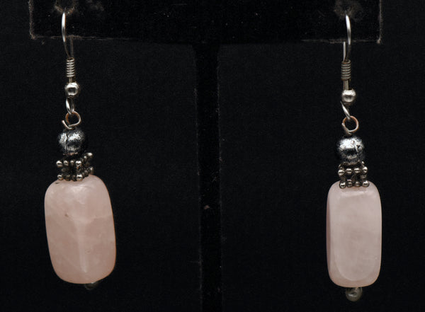 Vintage Rose Quartz Dangle Earrings