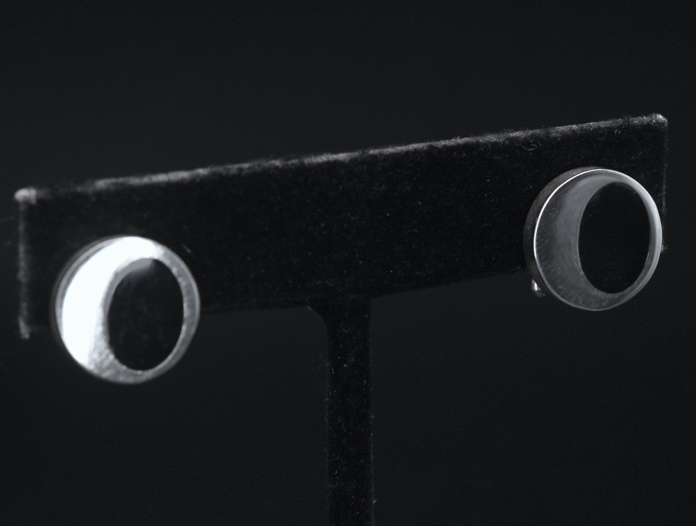 Vintage Handmade Sterling Silver Black Enamel Earrings