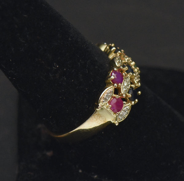 Ross-Simons - Vintage Vermeil Ruby, Sapphire, Emerald and Diamond Ring - Size 9