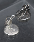 Vintage Handmade Sterling Silver Black Enamel Earrings