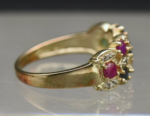 Ross-Simons - Vintage Vermeil Ruby, Sapphire, Emerald and Diamond Ring - Size 9