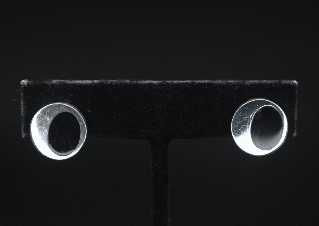 Vintage Handmade Sterling Silver Black Enamel Earrings