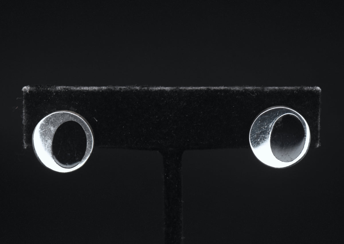 Vintage Handmade Sterling Silver Black Enamel Earrings
