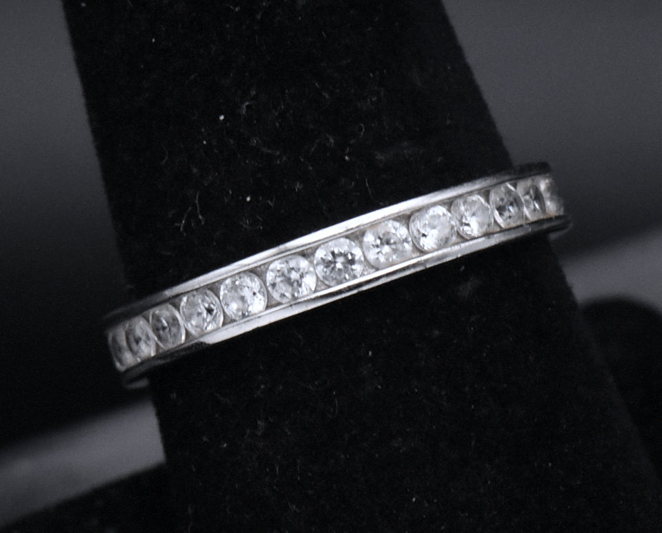 Sterling Silver Cubic Zirconia Eternity Band - Size 8