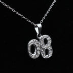 Sterling Silver '08 Rhinestone Pendant on Sterling Silver Chain Necklace - 20.25"