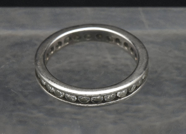 Vintage Sterling Silver and Rhinestones Eternity Band - Size 5.75